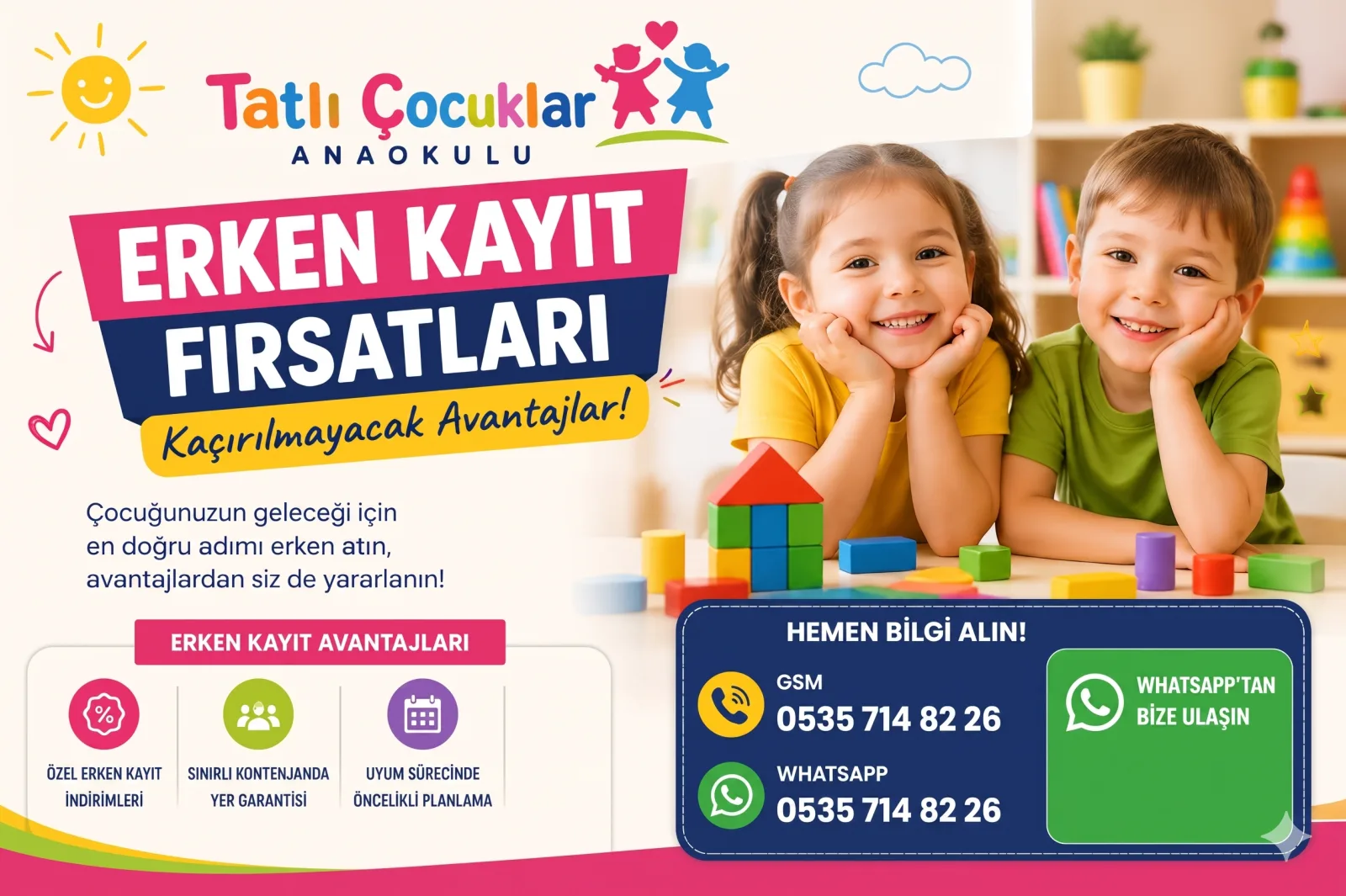 Tatlı Çocuklar Anaokulu’nda Erken Kayıt Fırsatları Kaçırılmayacak Avantajlar Sunuyor